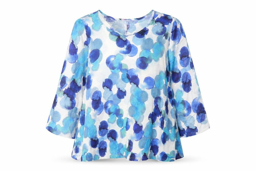 Phase Eight Women Blue Floral Viscose Tunic Blouse Size 10