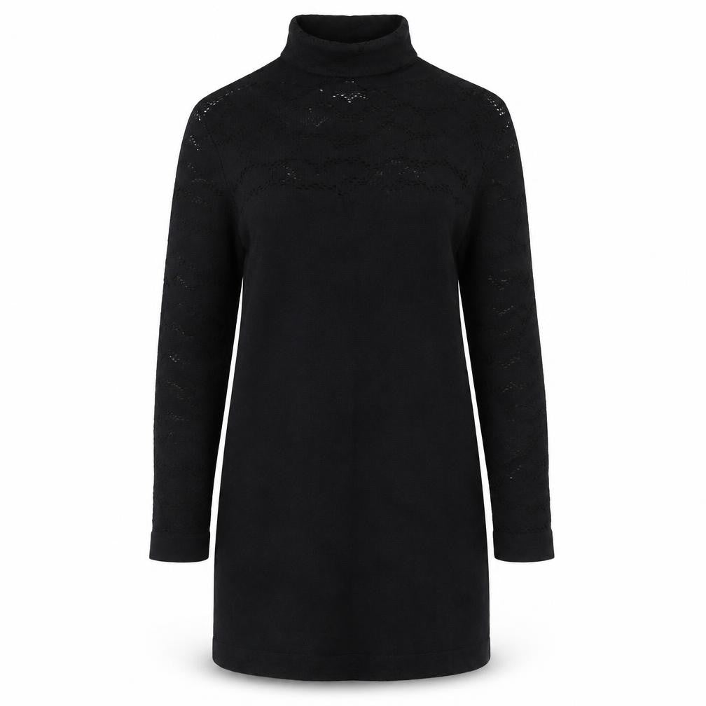Savida Womens Black Long Sleeve High Neck Tunic Blouse Size 12