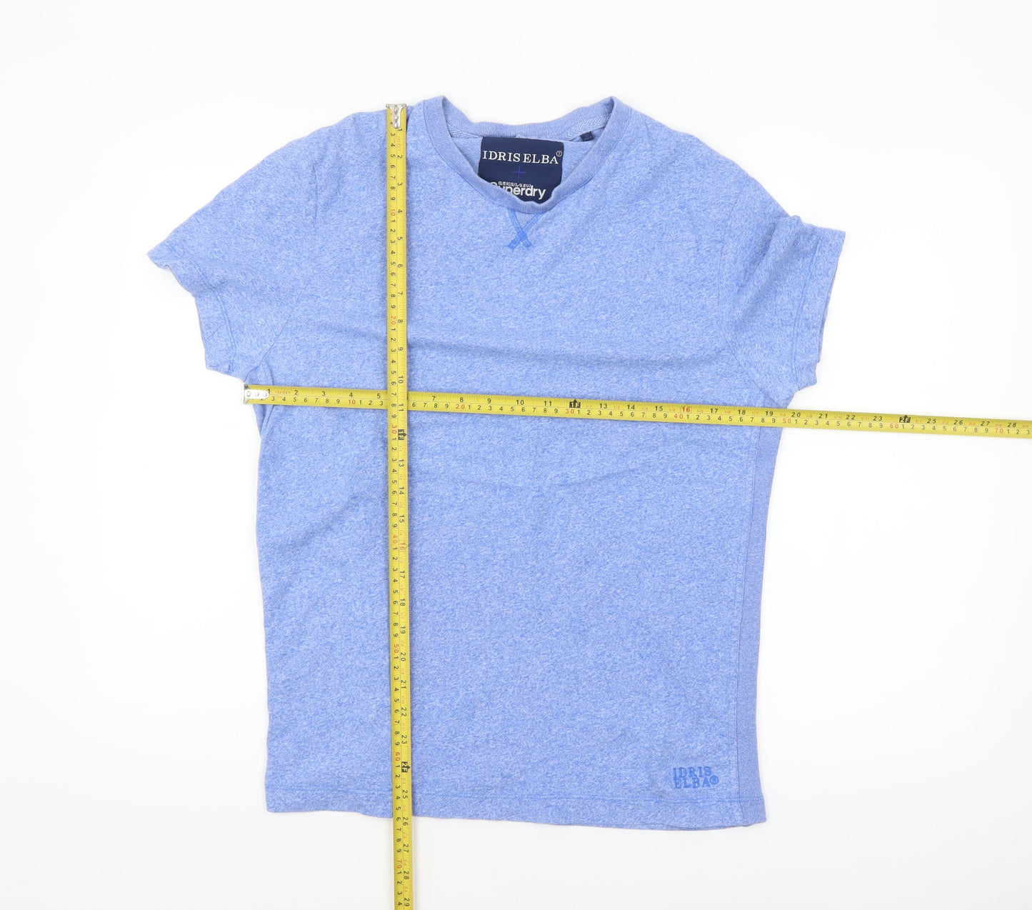 Superdry Idris Elba Men's Blue Cotton V-Neck T-Shirt Size L