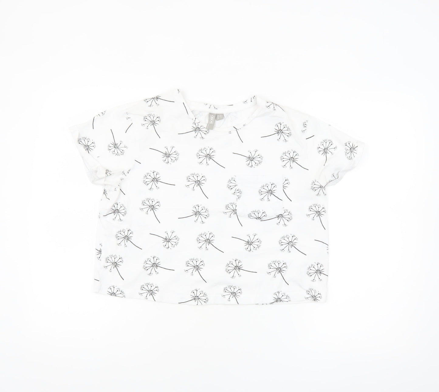 ASOS Women’s White Floral Cotton T-Shirt UK 12 Short Sleeve