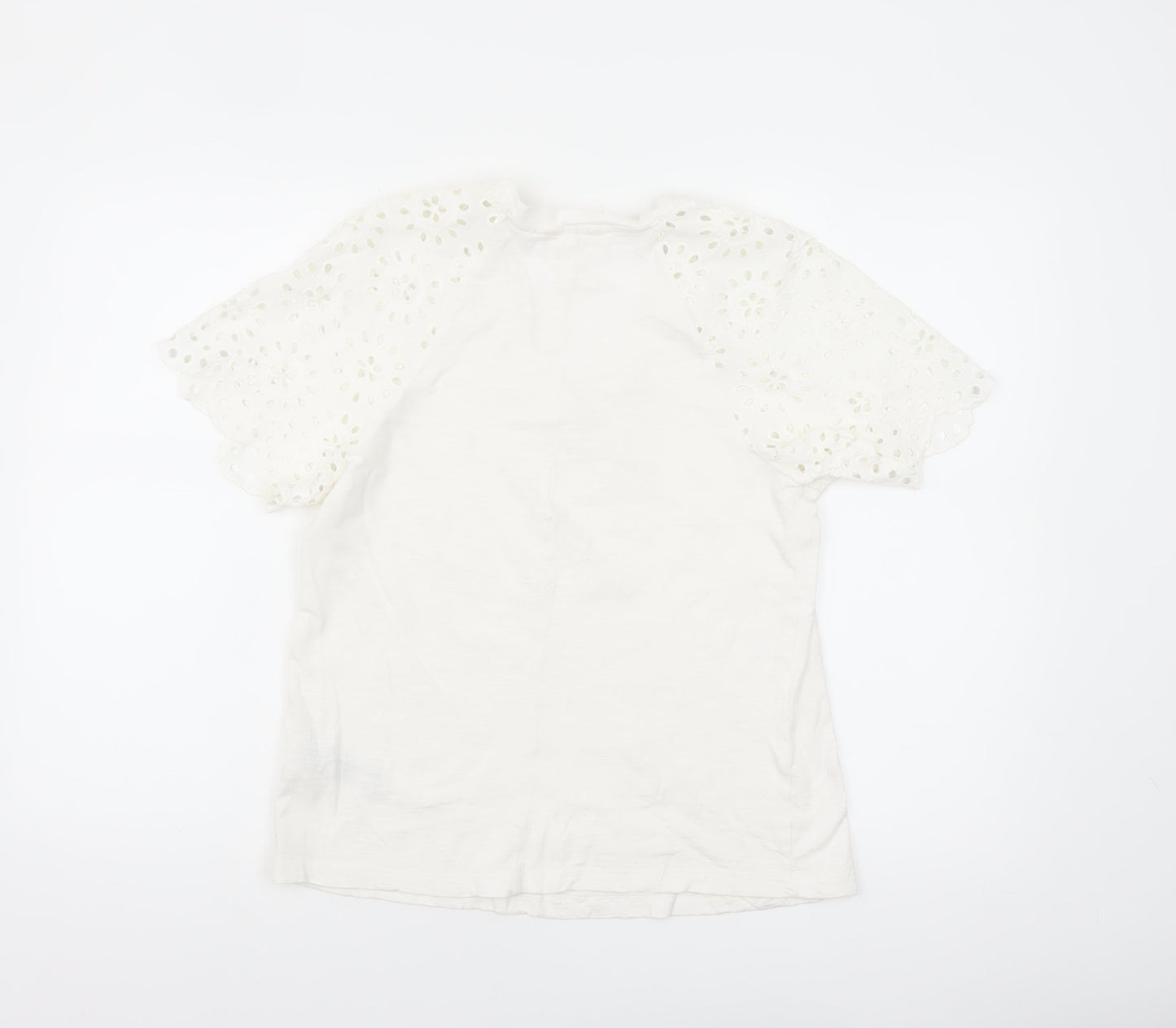 Marks and Spencer Per Una White Cotton Puff Sleeve T-Shirt Size 10