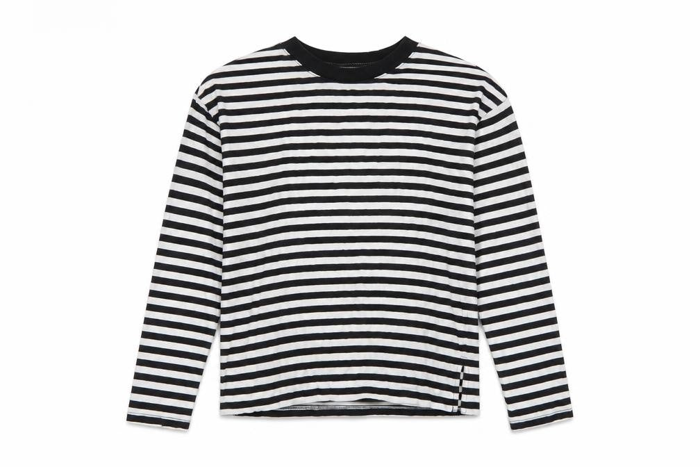Monki Women Black White Striped Long Sleeve Jersey T-Shirt XS