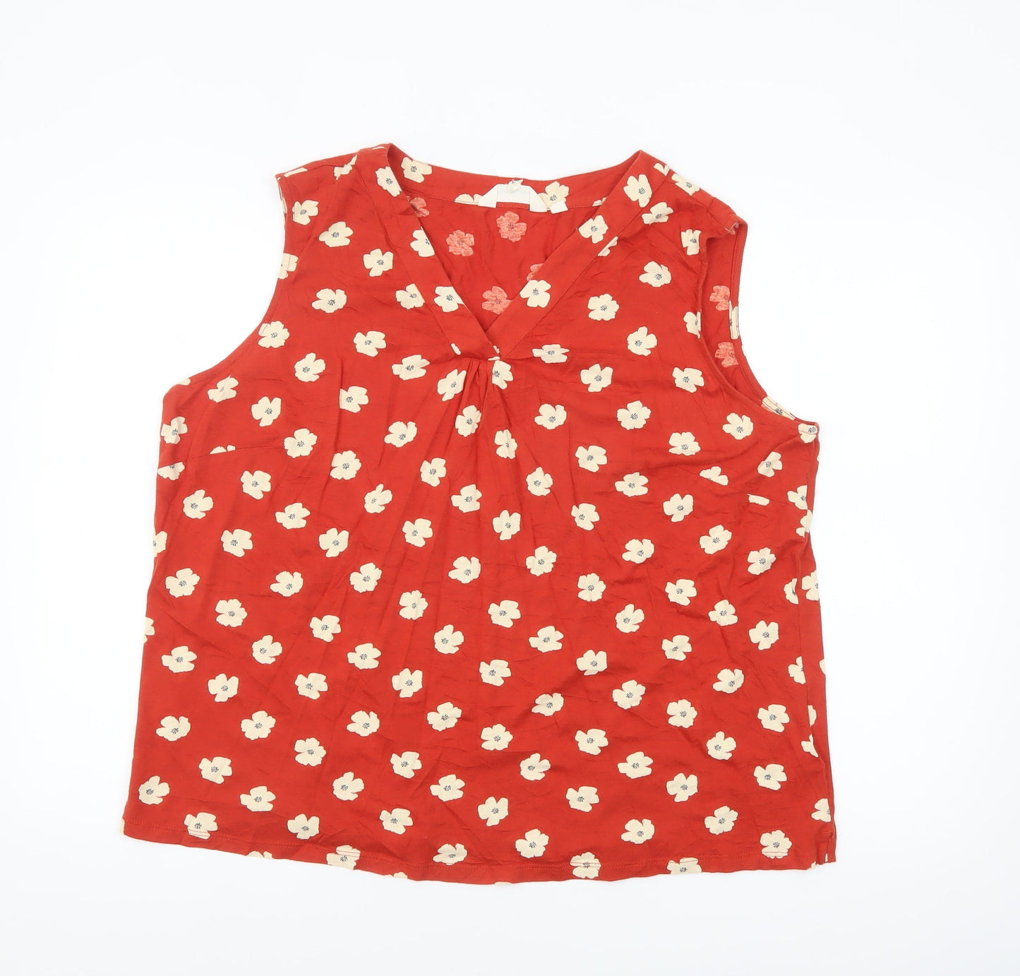 Seasalt Cornwall Women's Red Floral Cotton Modal Sleeveless Top UK 20