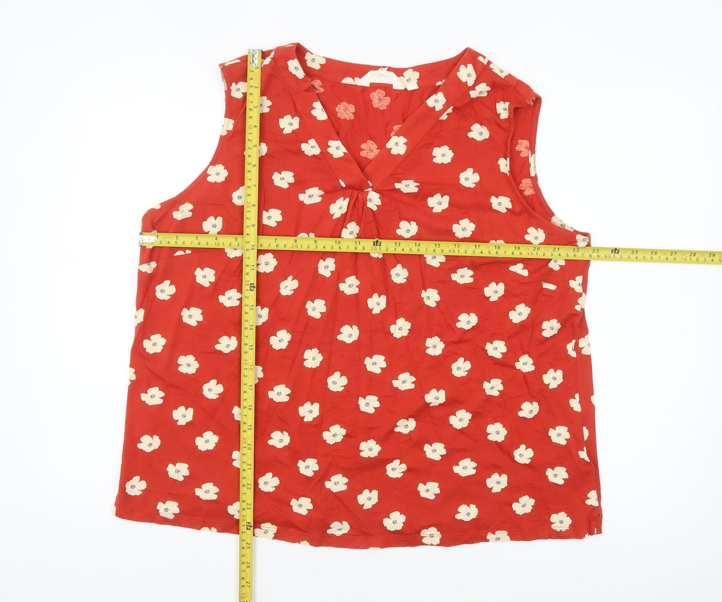 Seasalt Cornwall Women's Red Floral Cotton Modal Sleeveless Top UK 20