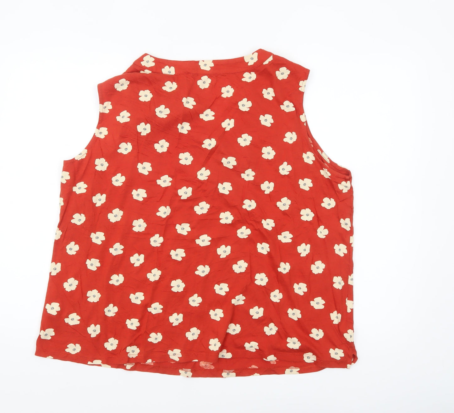Seasalt Cornwall Women's Red Floral Cotton Modal Sleeveless Top UK 20