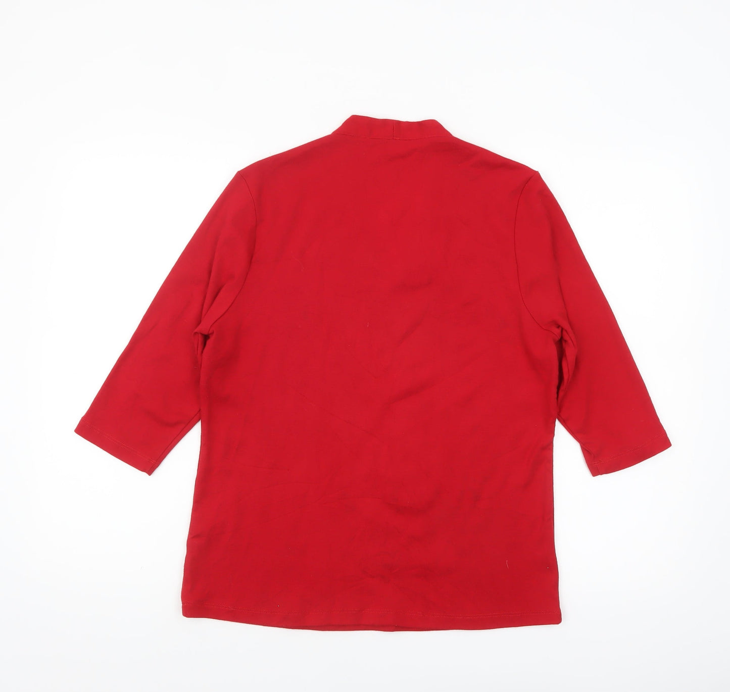 TIGI Women Red V-Neck 3/4 Sleeve Jersey T-Shirt Size 14