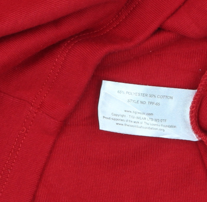 TIGI Women Red V-Neck 3/4 Sleeve Jersey T-Shirt Size 14