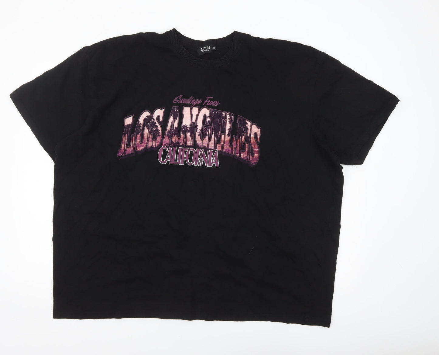 boohooMAN Men's Black 3XL Los Angeles California Graphic T-Shirt