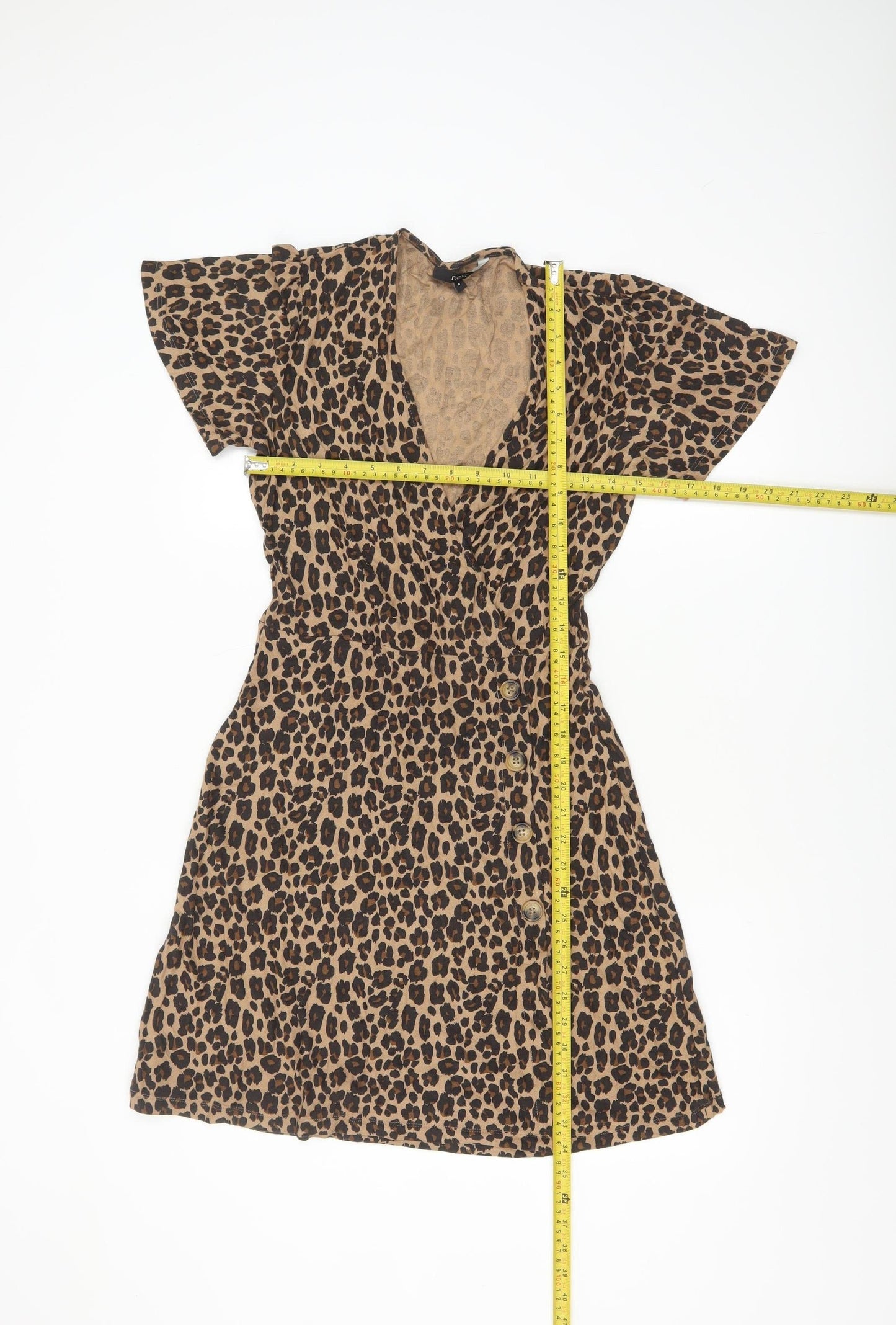 Next Women’s Brown Leopard Print Wrap Dress Size 8 Short Sleeve