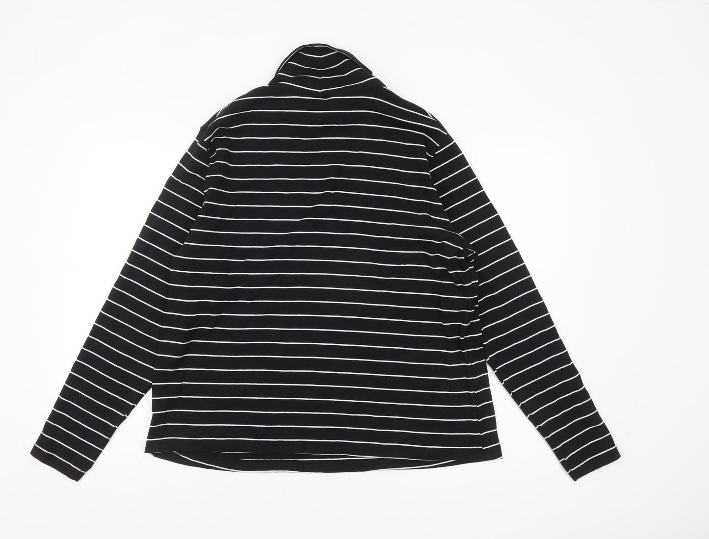 Dunnes Women Black Striped Roll Neck Long Sleeve Cotton Blend Top 2XL