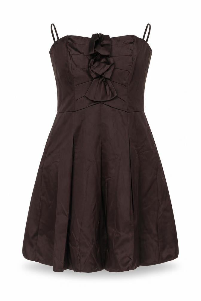 Coast Women's Brown Fit & Flare Sleeveless Bow Dress Size 16