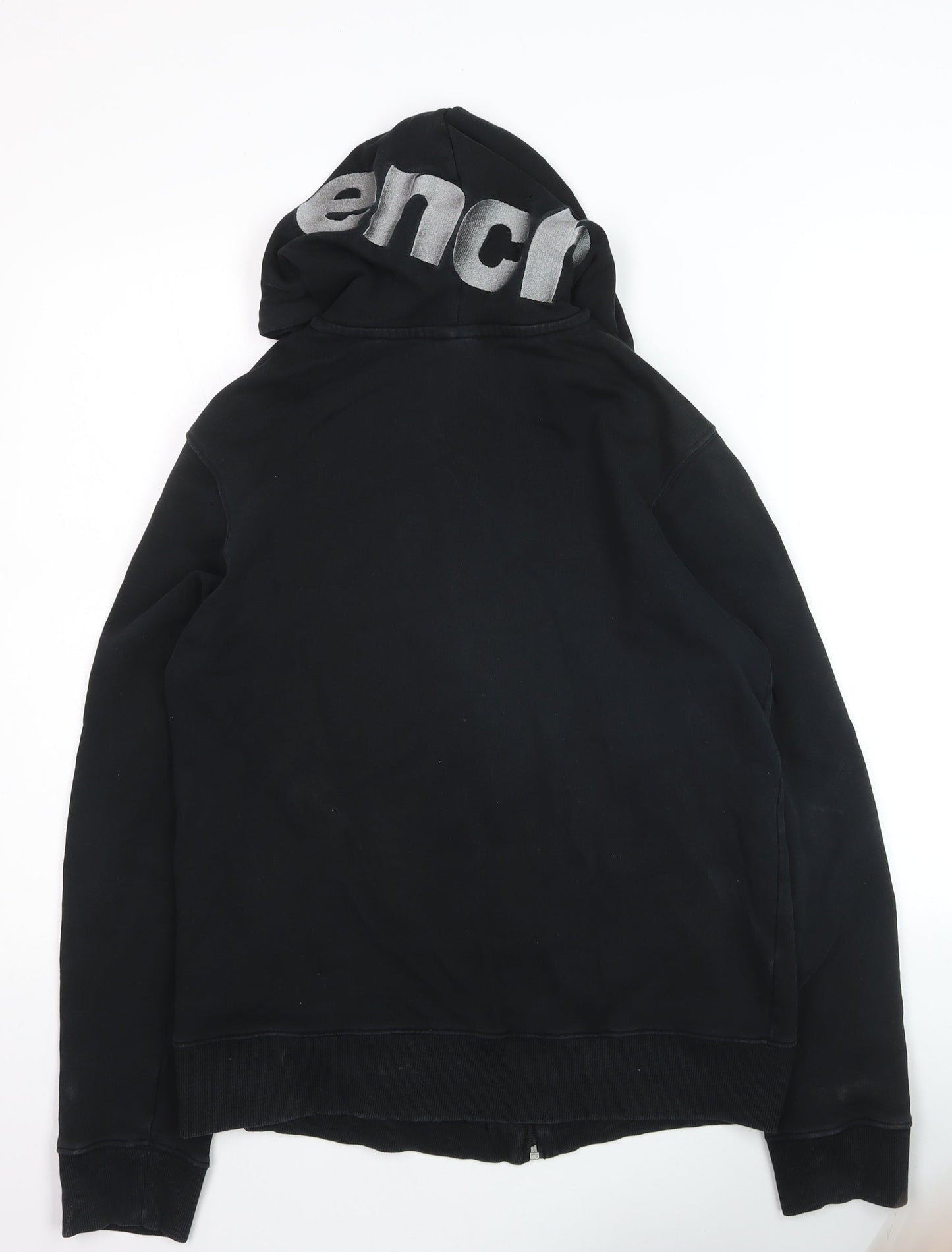 Bench Men Black Full Zip Cotton Hoodie M Logo Hooded Sweatshirt