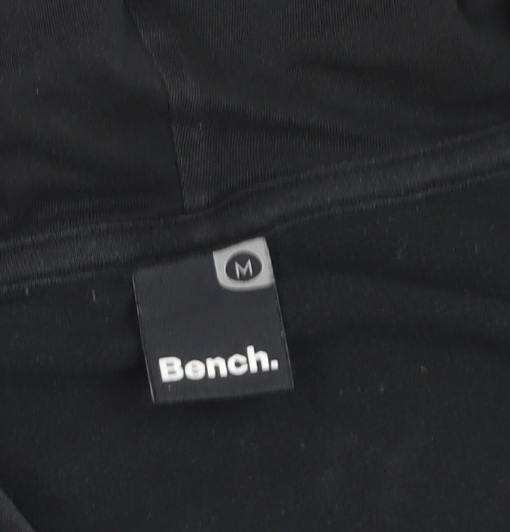 Bench Men Black Full Zip Cotton Hoodie M Logo Hooded Sweatshirt