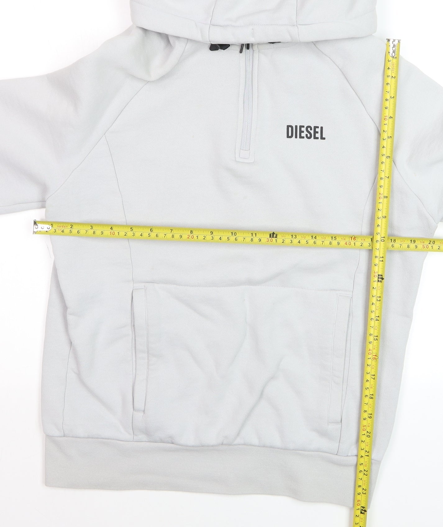 Diesel Men's White Small 1/2 Zip Hooded Sweatshirt Fleece