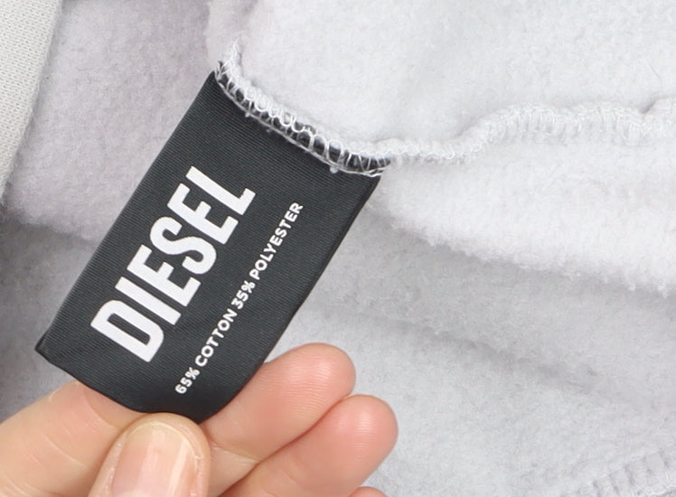 Diesel Men's White Small 1/2 Zip Hooded Sweatshirt Fleece