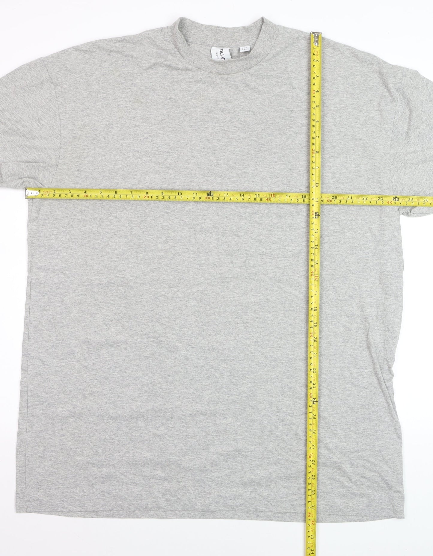 Collusion Mens Grey Crew Neck Cotton T-Shirt Size S Regular Fit