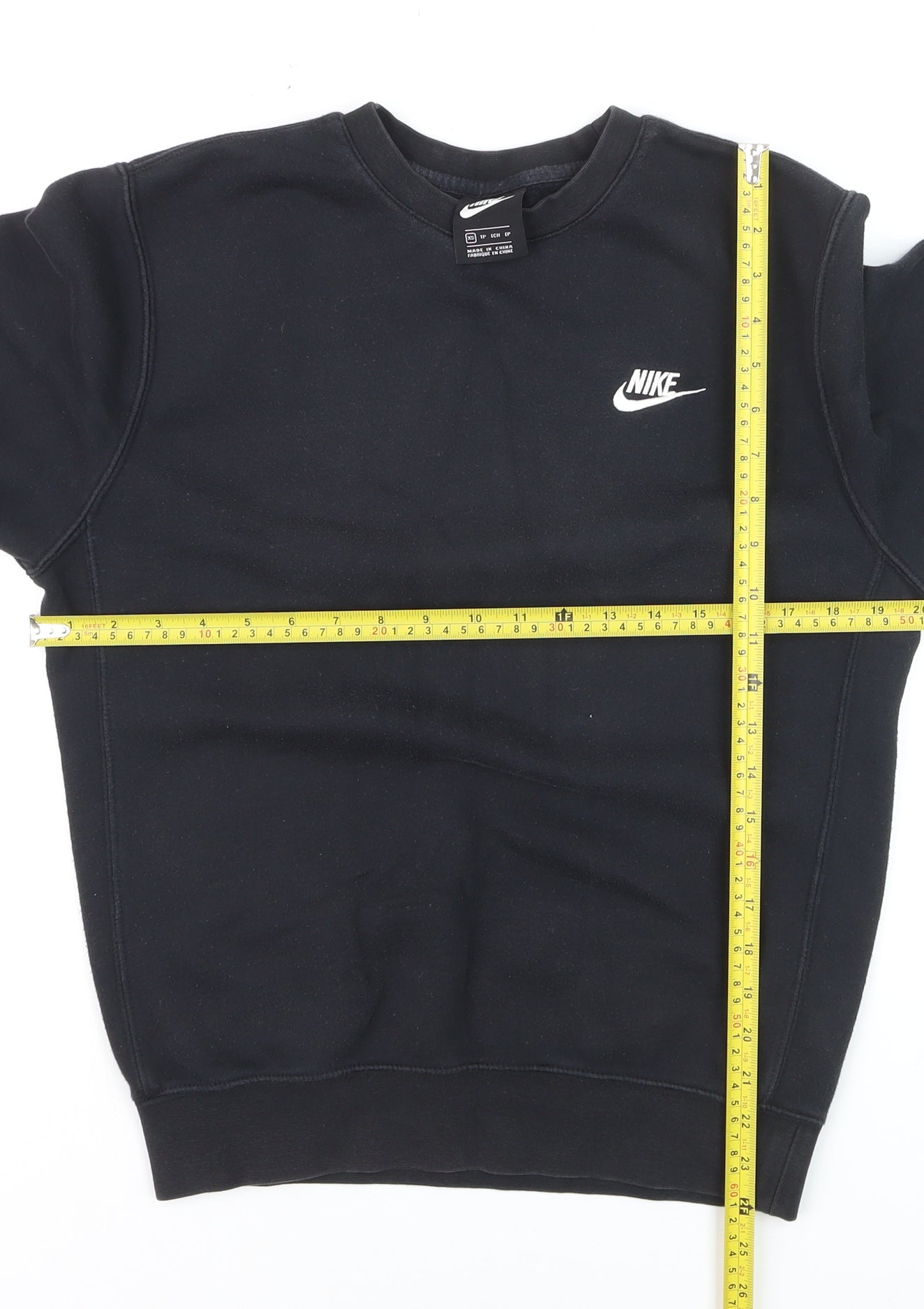 Nike Men's Black XS Fleece Pullover Sweatshirt Crew Neck Logo