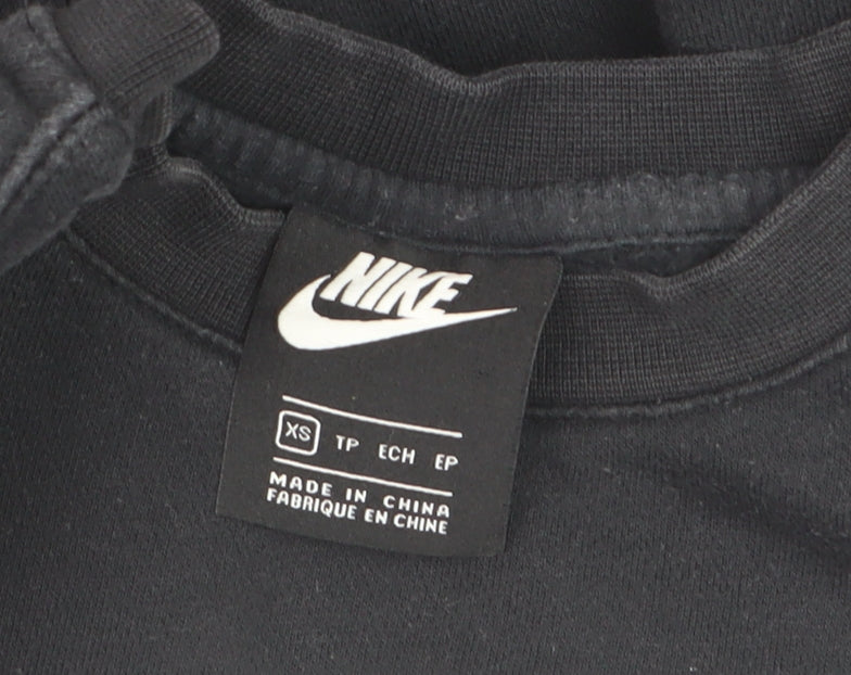 Nike Men's Black XS Fleece Pullover Sweatshirt Crew Neck Logo