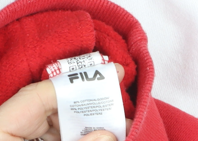Fila Boys Multicoloured Hoodie M Red Navy White Pullover Cotton Blend