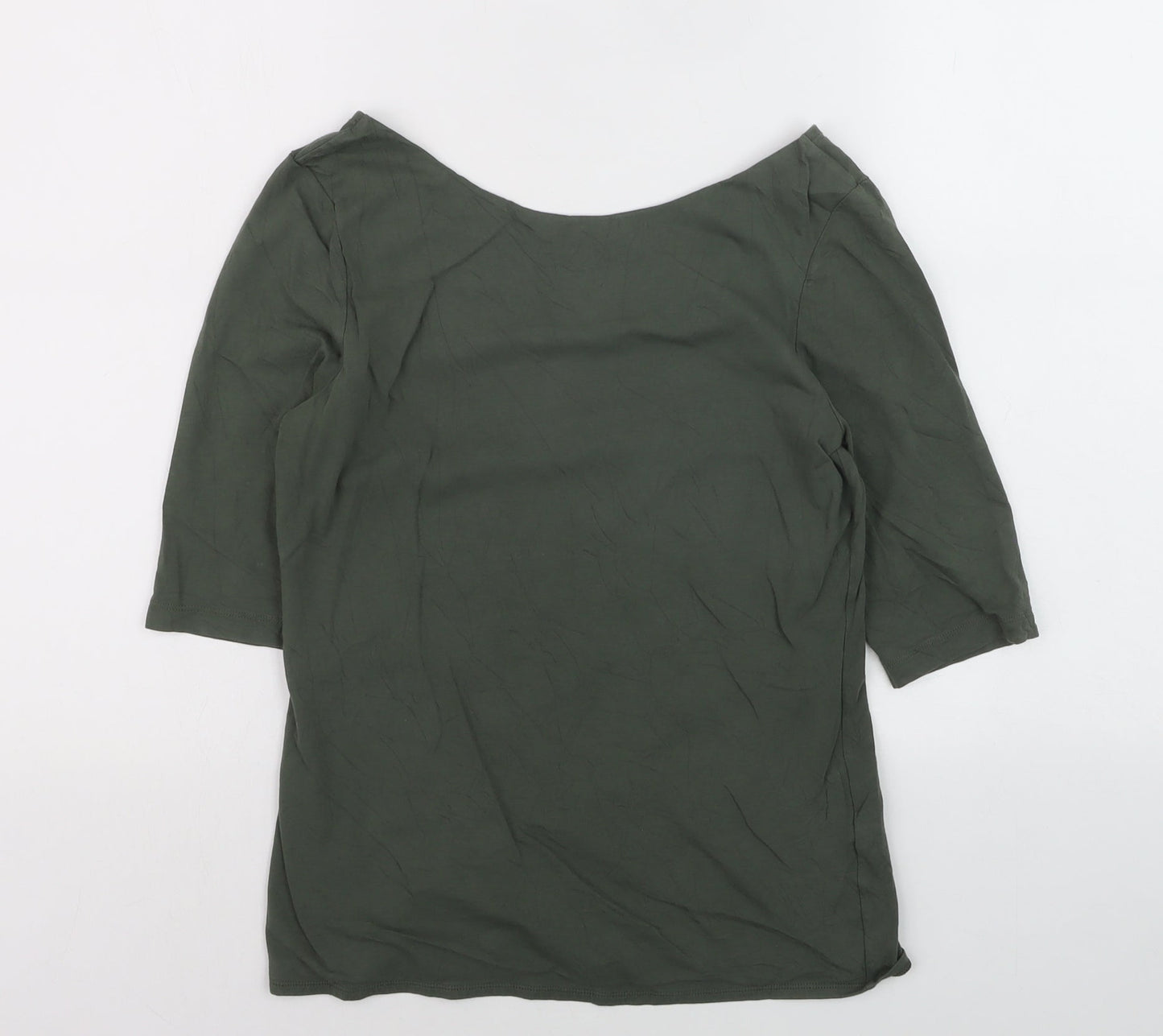 Jigsaw Women's Green 3/4 Sleeve Scoop Neck Cotton Top Size M