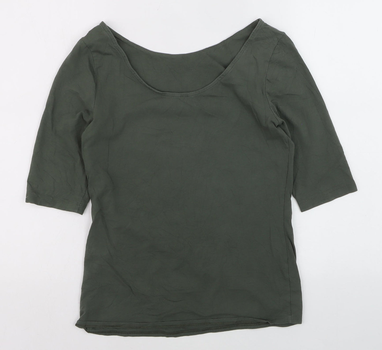 Jigsaw Women's Green 3/4 Sleeve Scoop Neck Cotton Top Size M