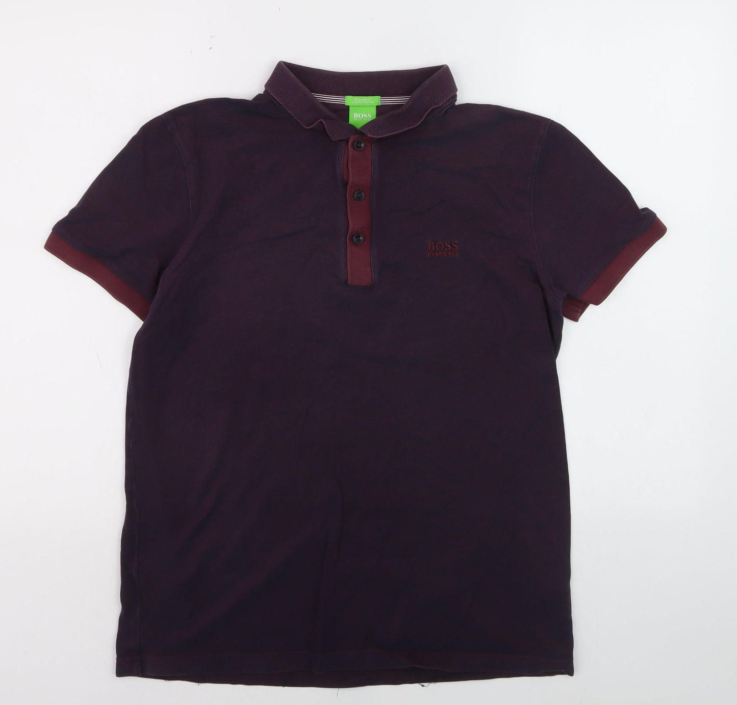 Hugo Boss Men's Purple Regular Fit Luxury Cotton Polo Shirt L