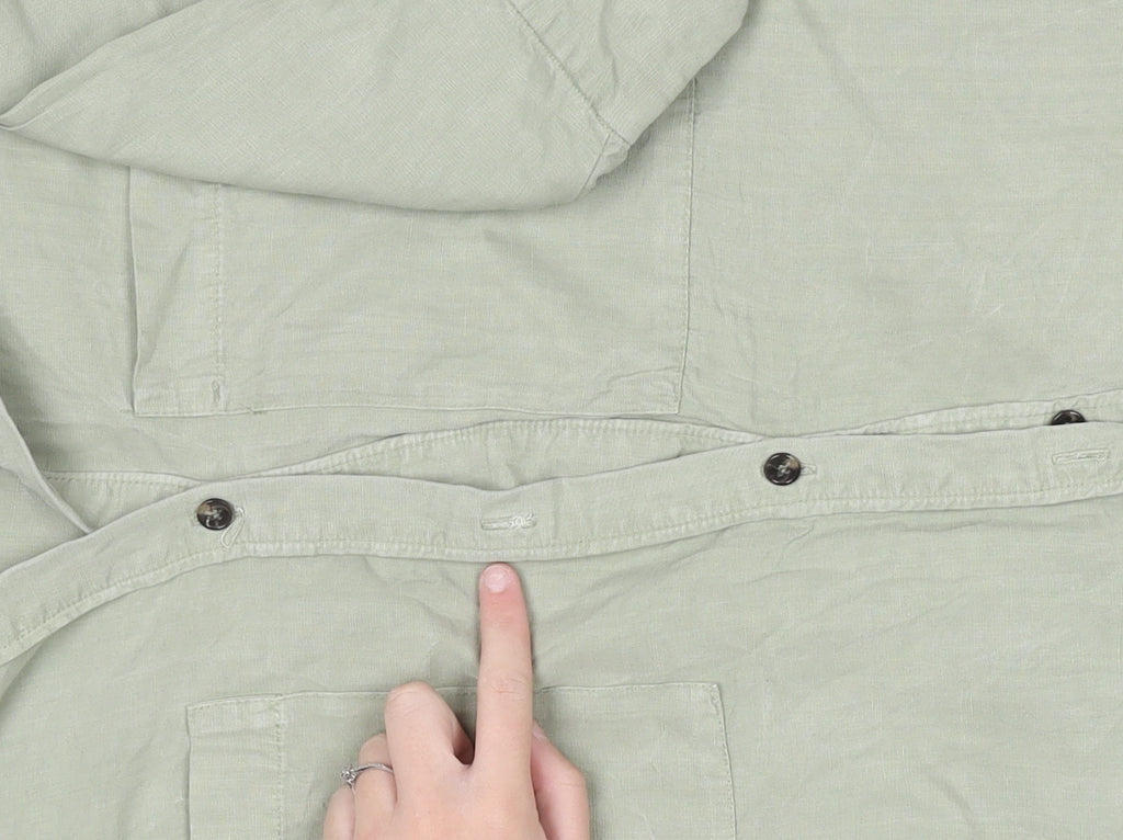 Zara Women Green Linen Shirt Dress Size 16 Long Sleeve Midi