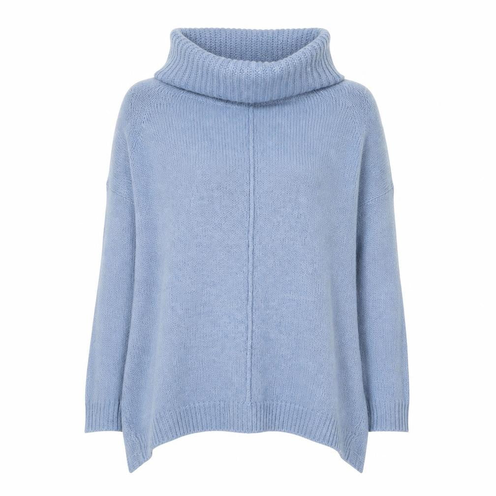 Very Women's Blue Cowl Neck Relaxed Fit Knit Jumper Size 10
