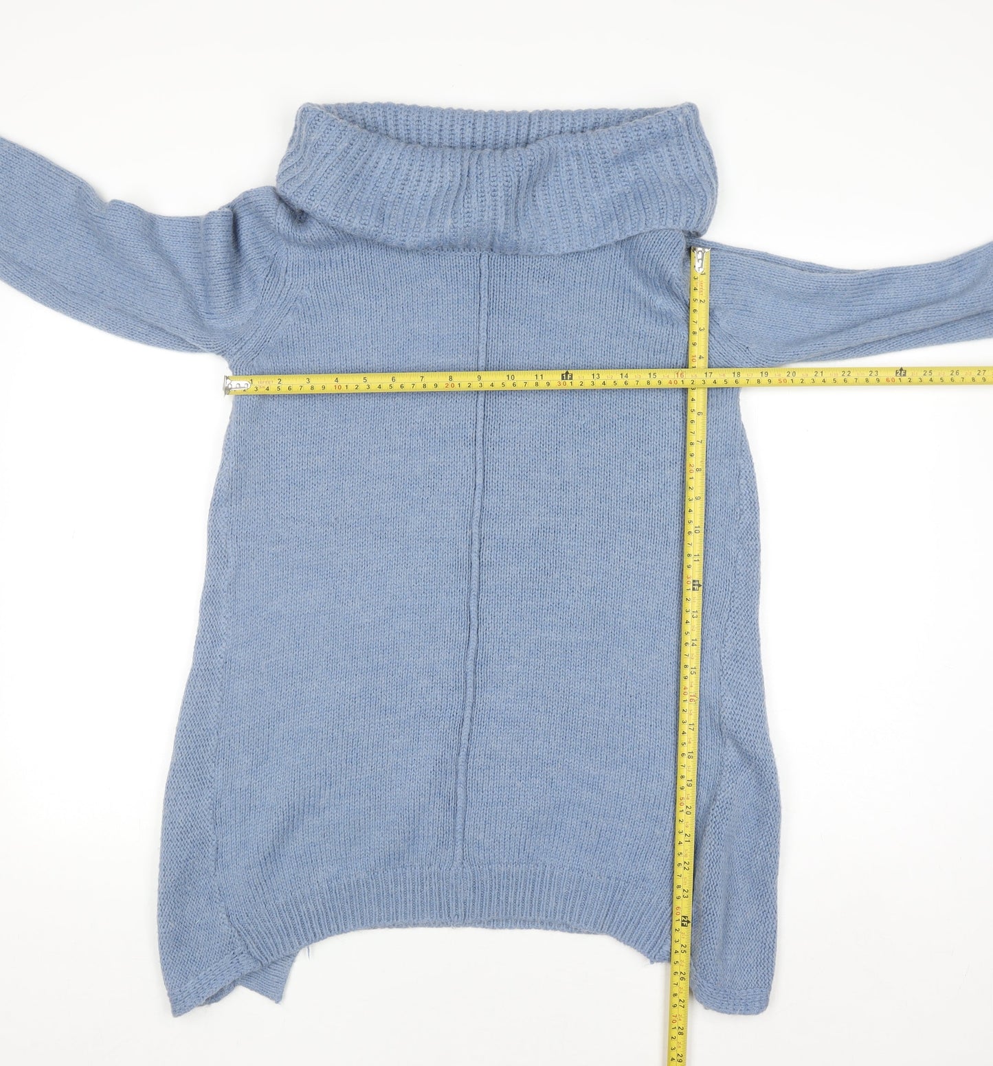 Very Women's Blue Cowl Neck Relaxed Fit Knit Jumper Size 10