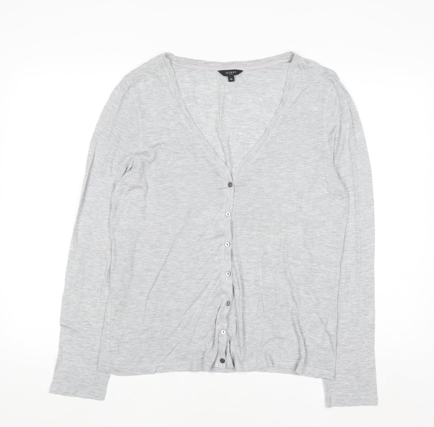 Hobbs Women's Grey V-Neck Button Cardigan XL Modal Blend
