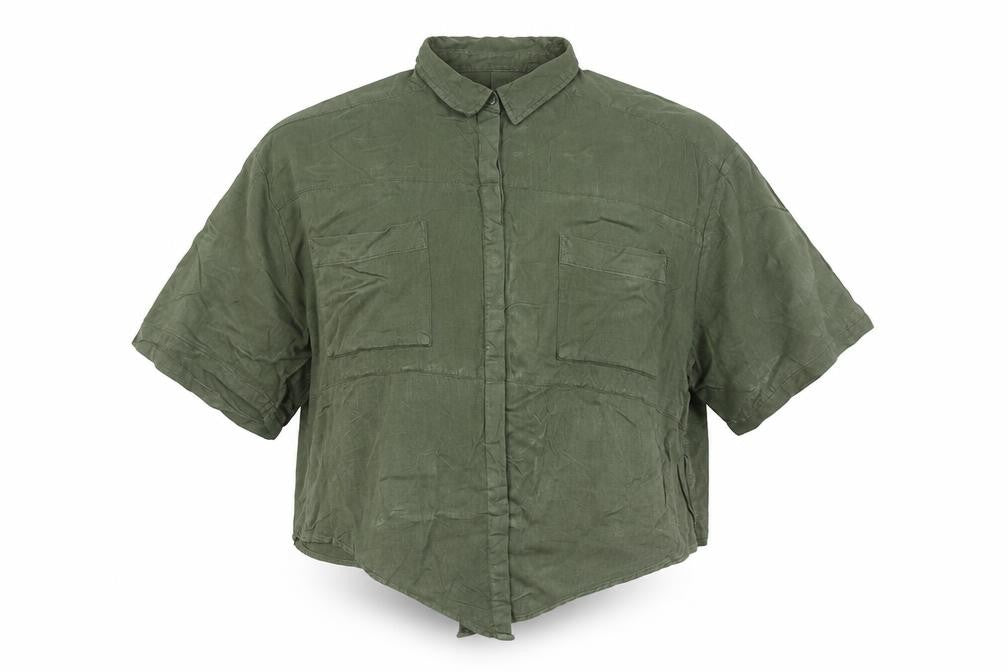 ASOS Women Green Size 10 Relaxed Collared Button-Up Shirt