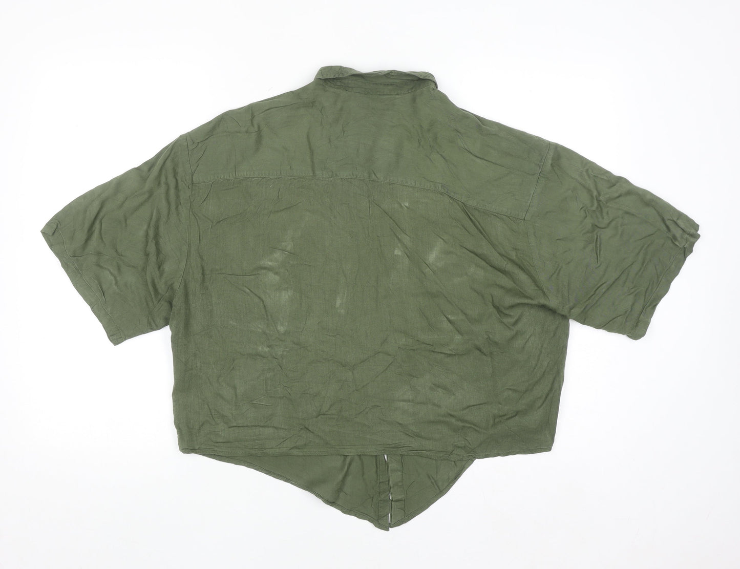 ASOS Women Green Size 10 Relaxed Collared Button-Up Shirt