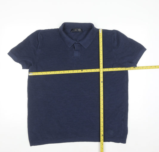 Paul Costelloe Men's Blue Cotton Knit Polo Shirt Size L