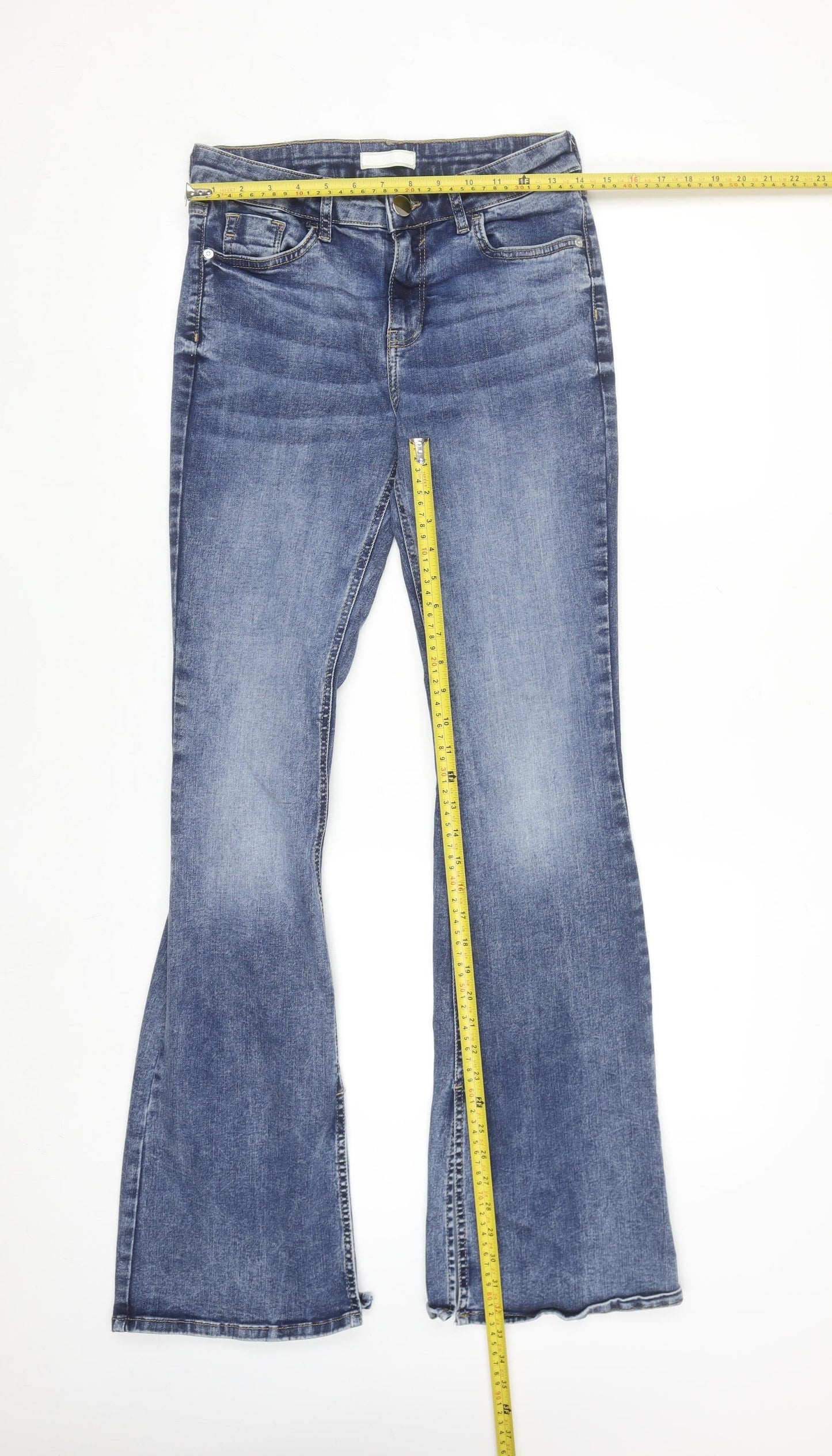 River Island Women’s Blue Flared Jeans Size 10L Stretch Denim
