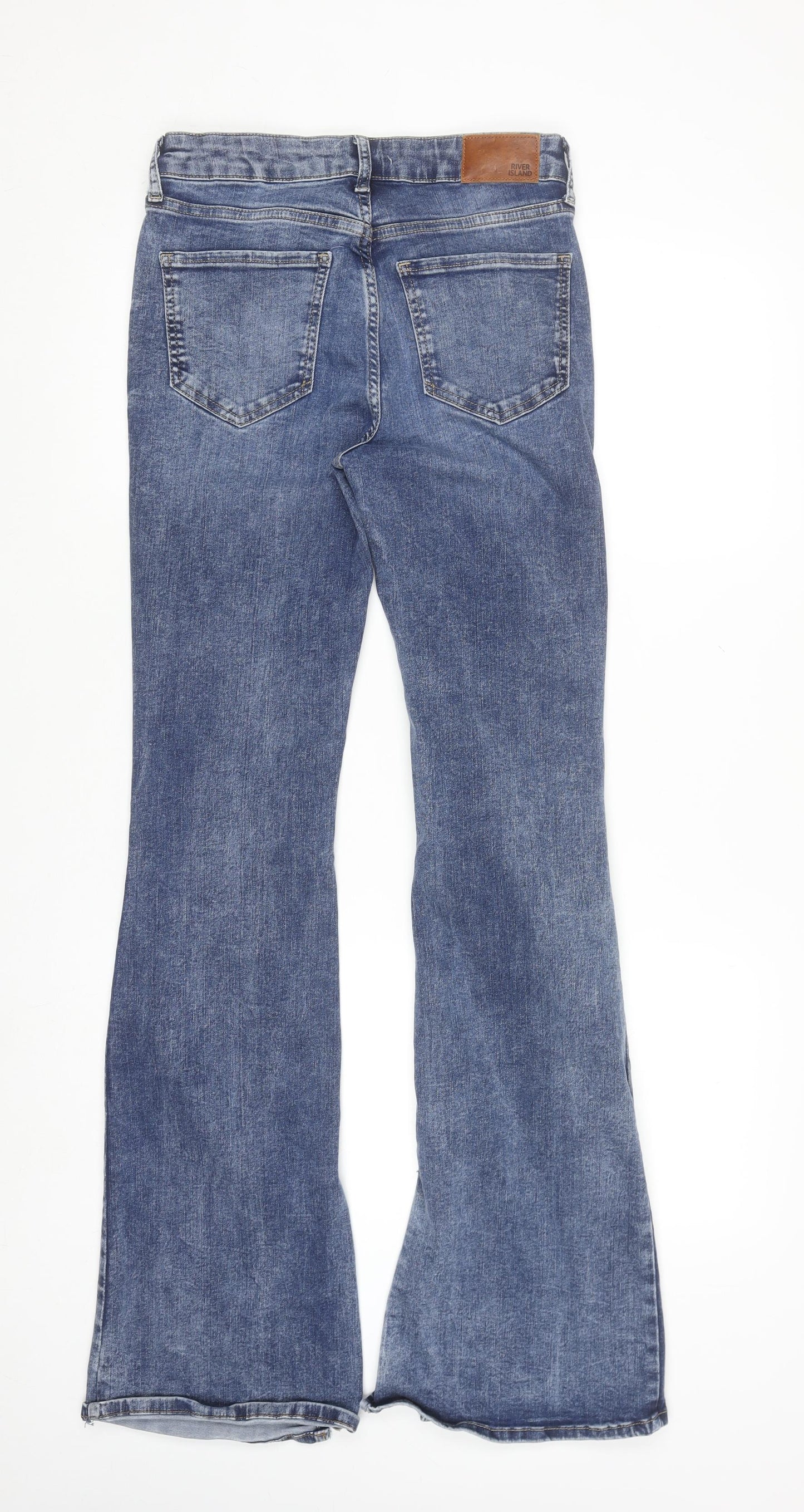 River Island Women’s Blue Flared Jeans Size 10L Stretch Denim
