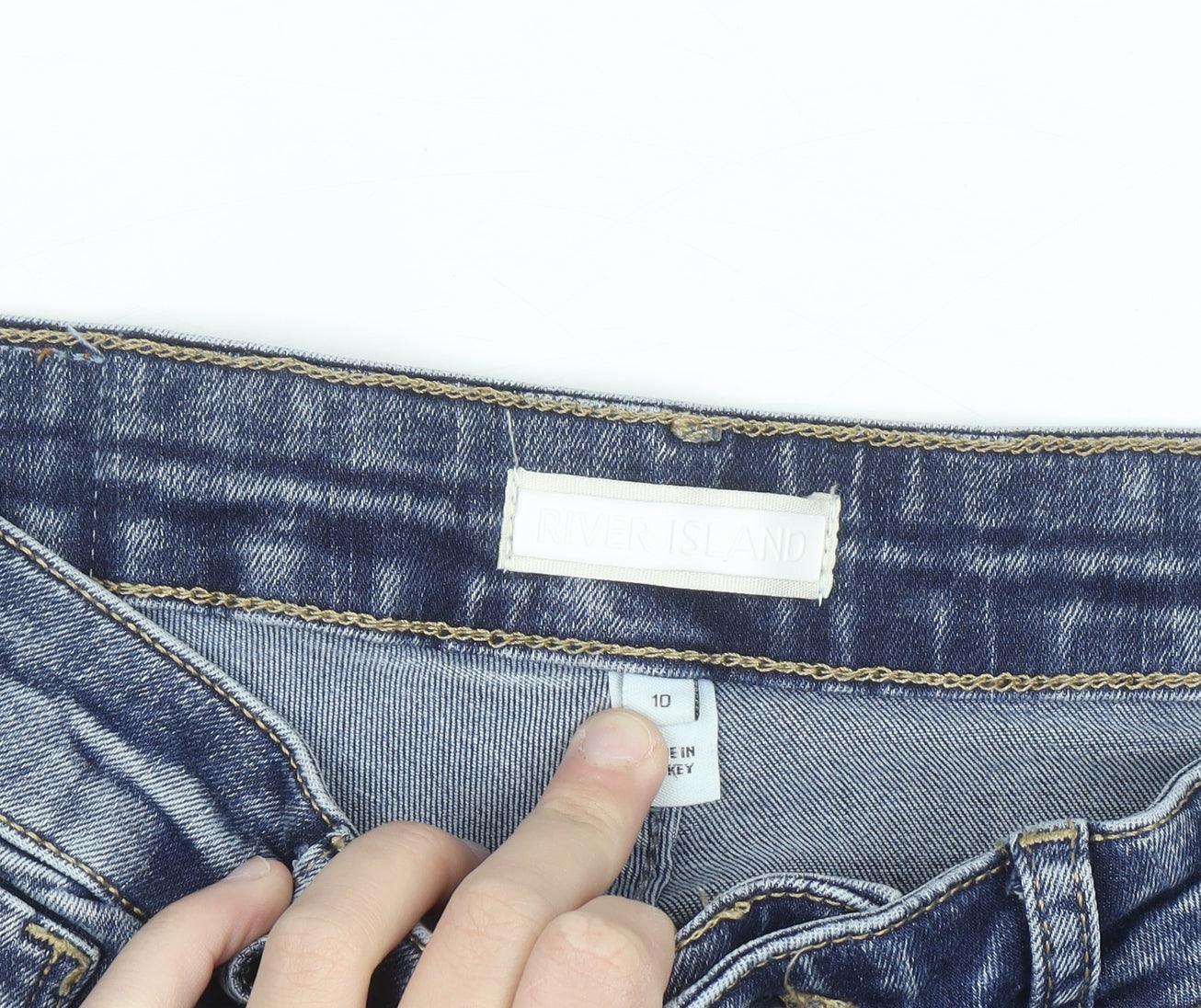 River Island Women’s Blue Flared Jeans Size 10L Stretch Denim