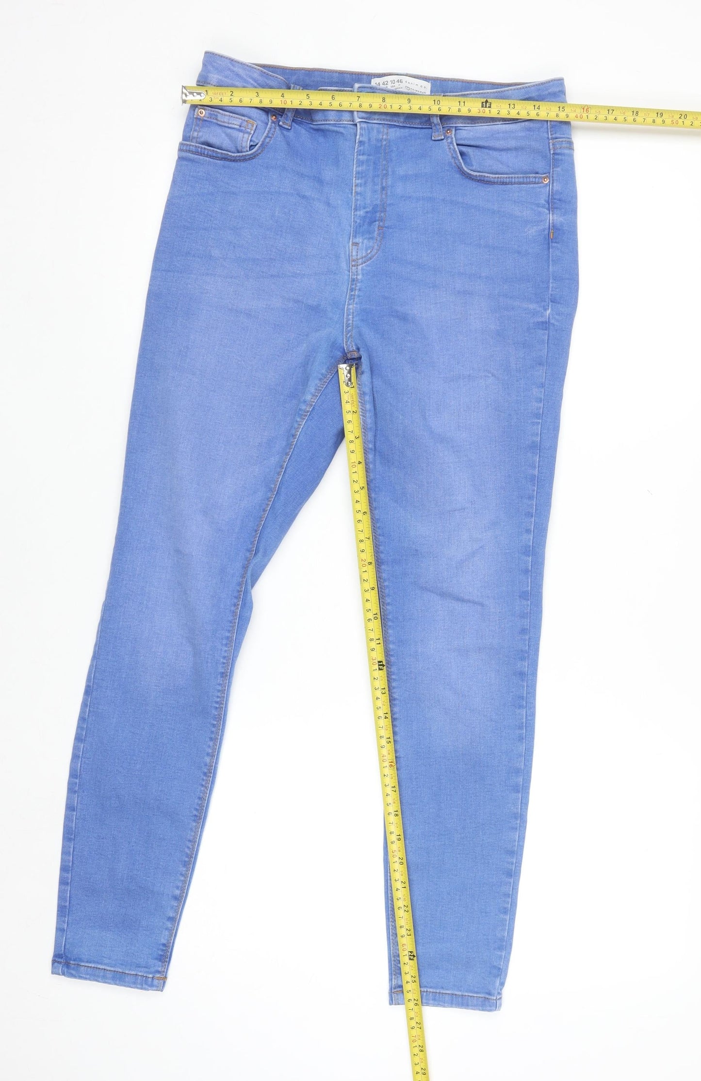 Primark Women Blue Skinny Stretch Denim Jeans Size 14
