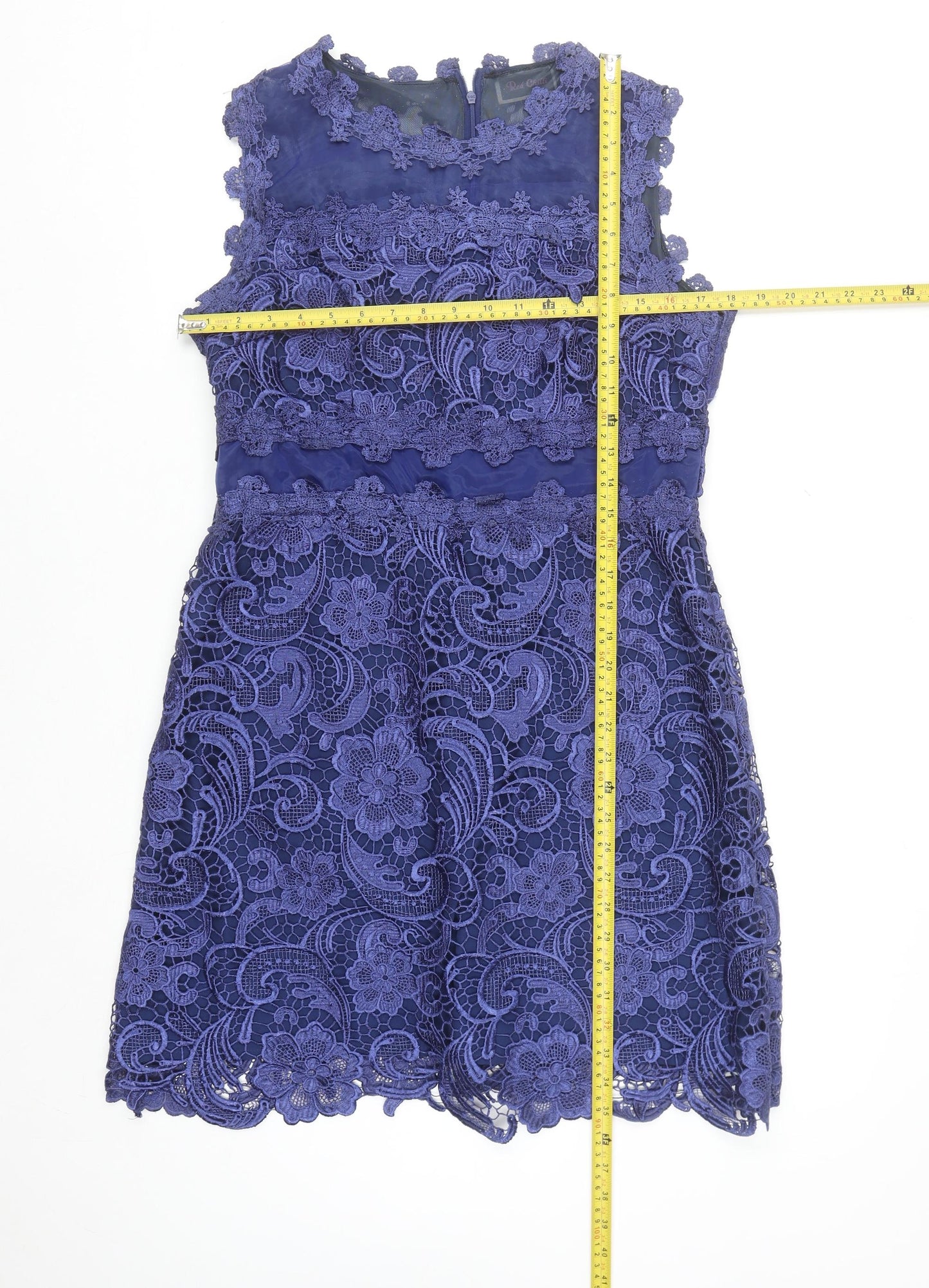 Red Chilli Women's Blue Lace Sleeveless Sheath Party Dress Size 14