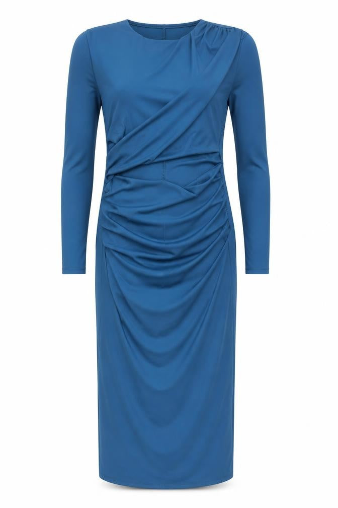 Copperrose Paris Women Blue Bodycon Midi Dress Size M Long Sleeve