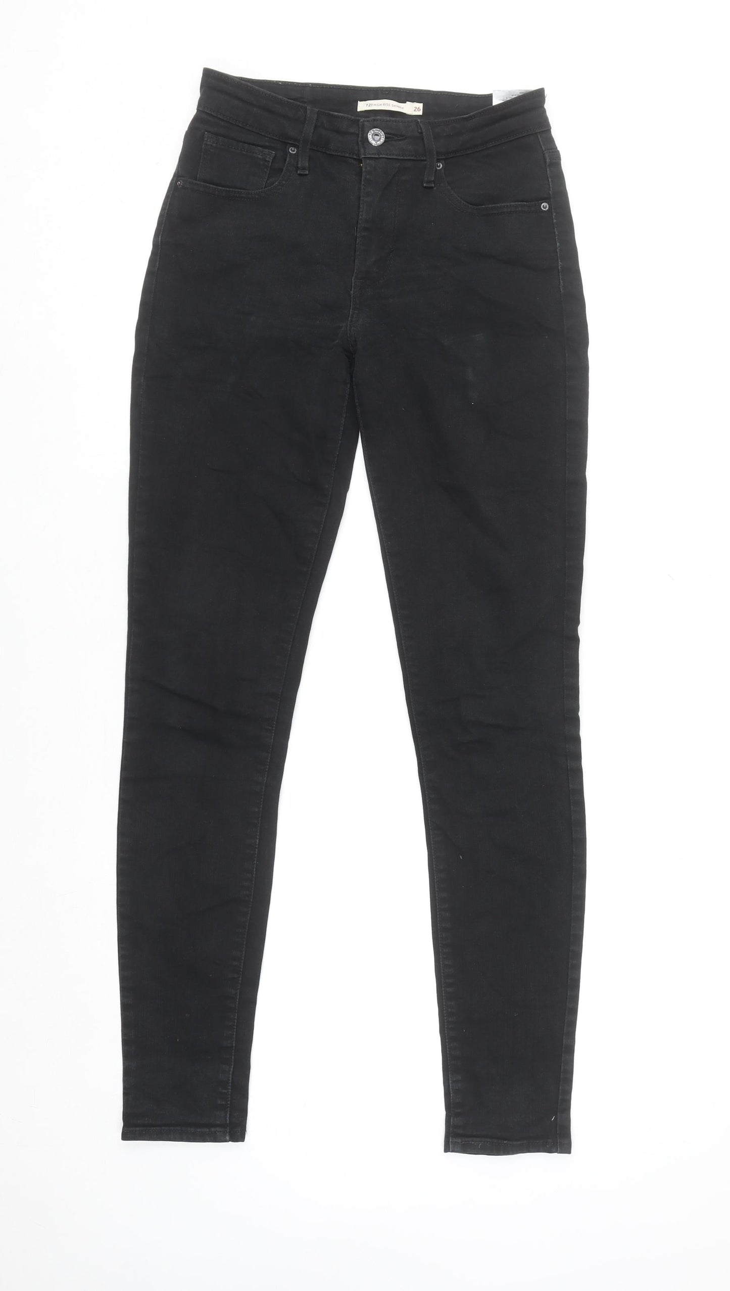 Levi's 721 High Rise Skinny Black Jeans Women Size 26 Regular Denim