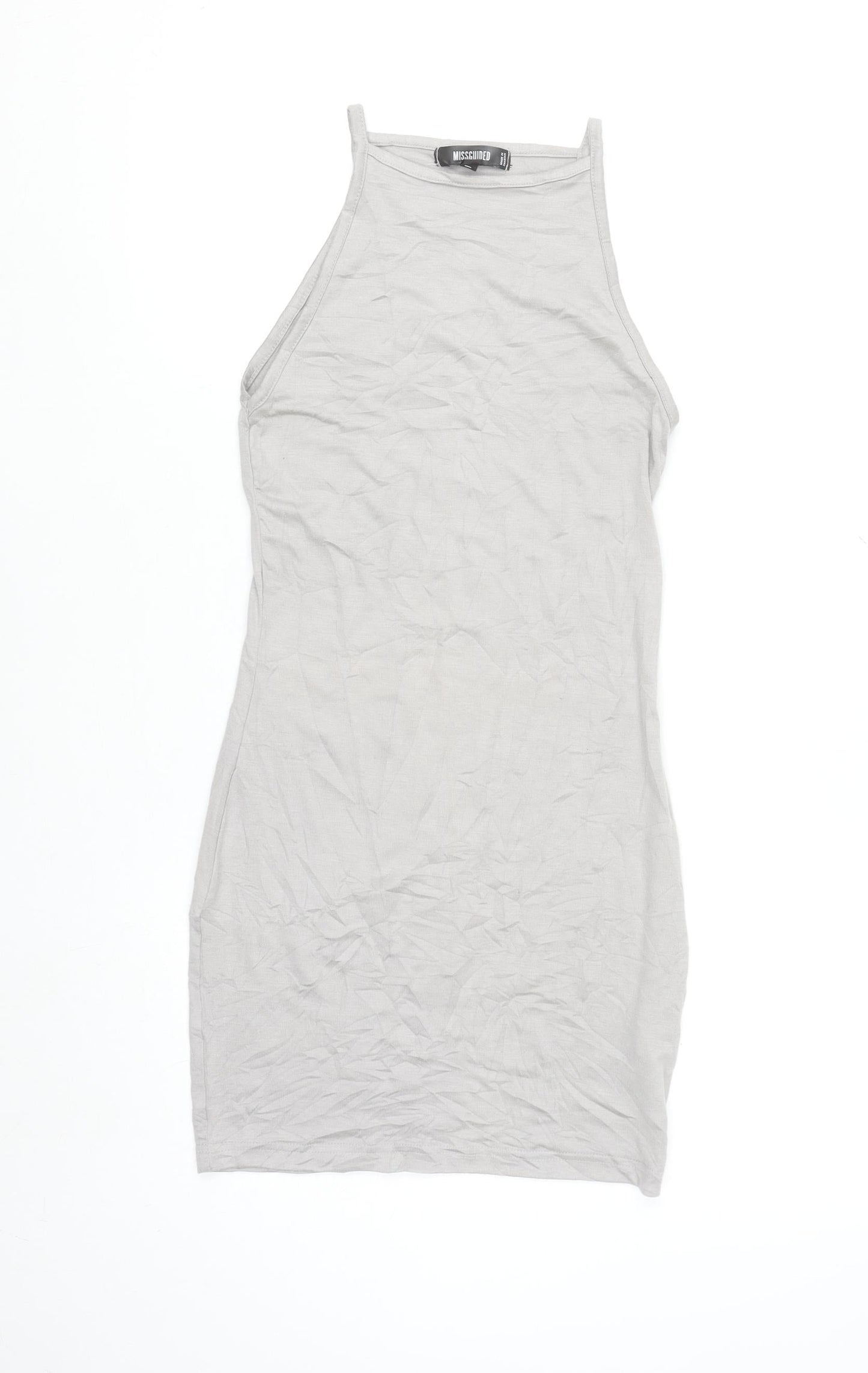 Missguided Women’s Grey Halter Neck Sleeveless Bodycon Mini Dress Size 8