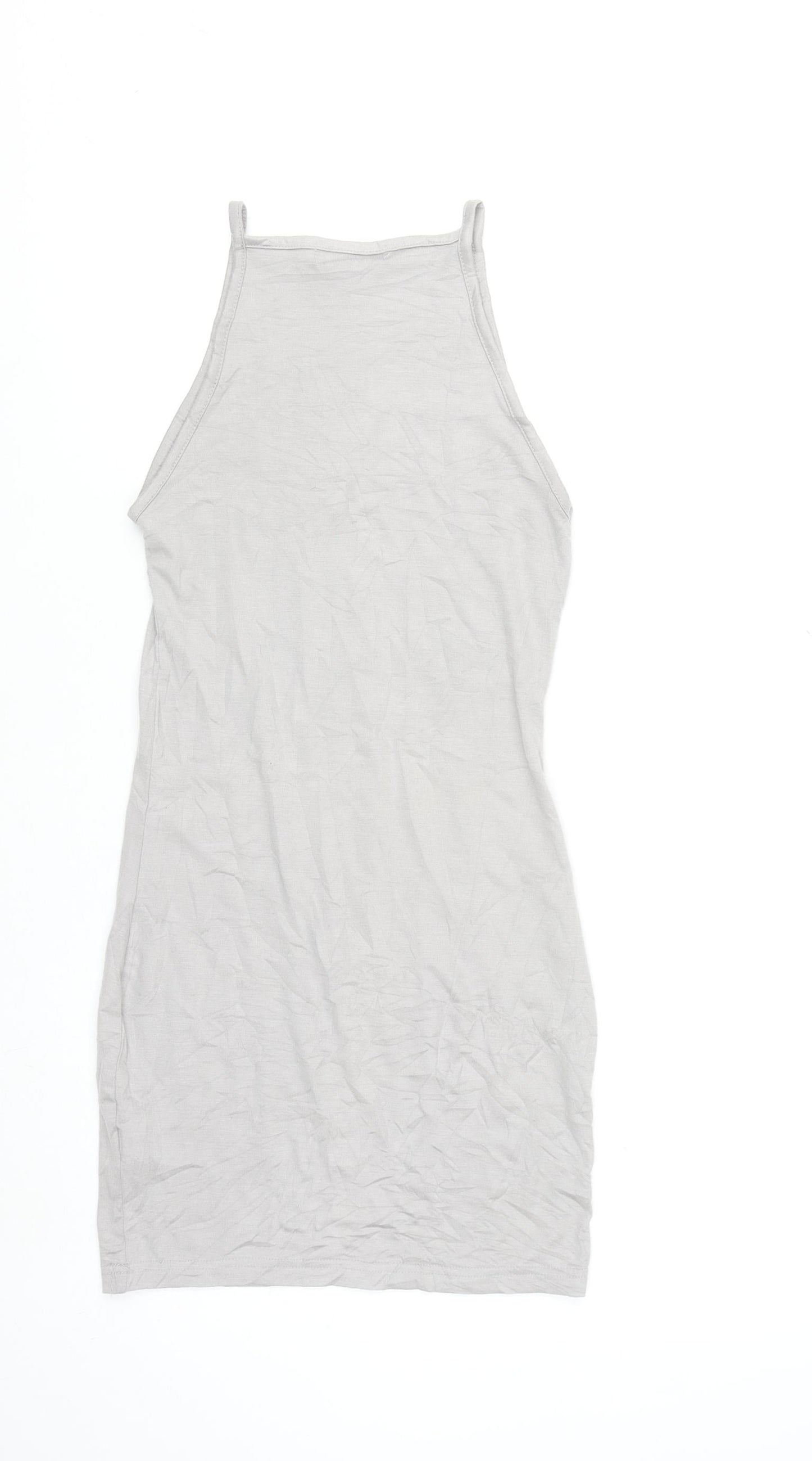 Missguided Women’s Grey Halter Neck Sleeveless Bodycon Mini Dress Size 8