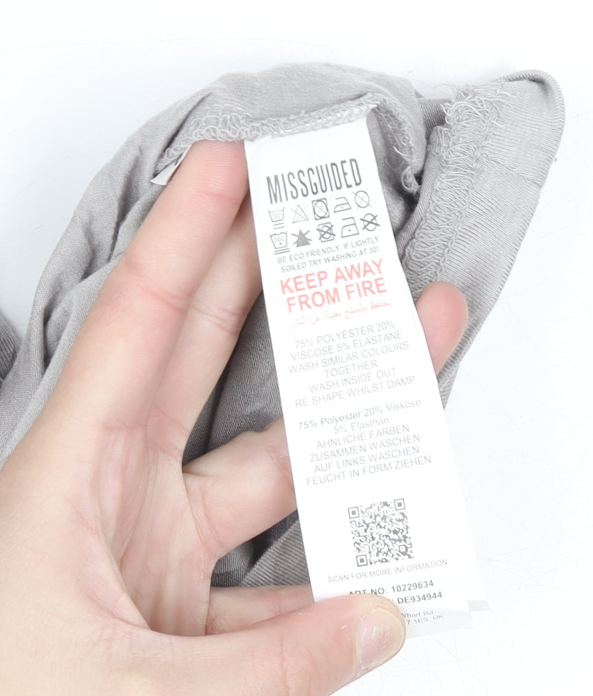 Missguided Women’s Grey Halter Neck Sleeveless Bodycon Mini Dress Size 8