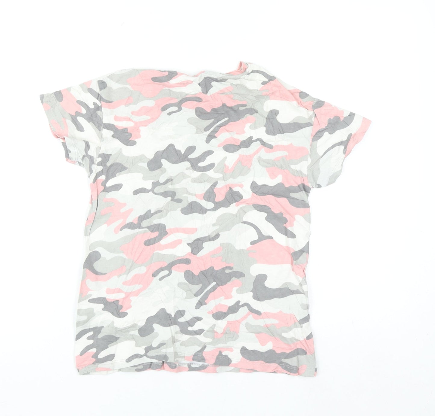 New Look 915 Generation Girls Pink Camo T-Shirt Age 9 Grey & White Cotton