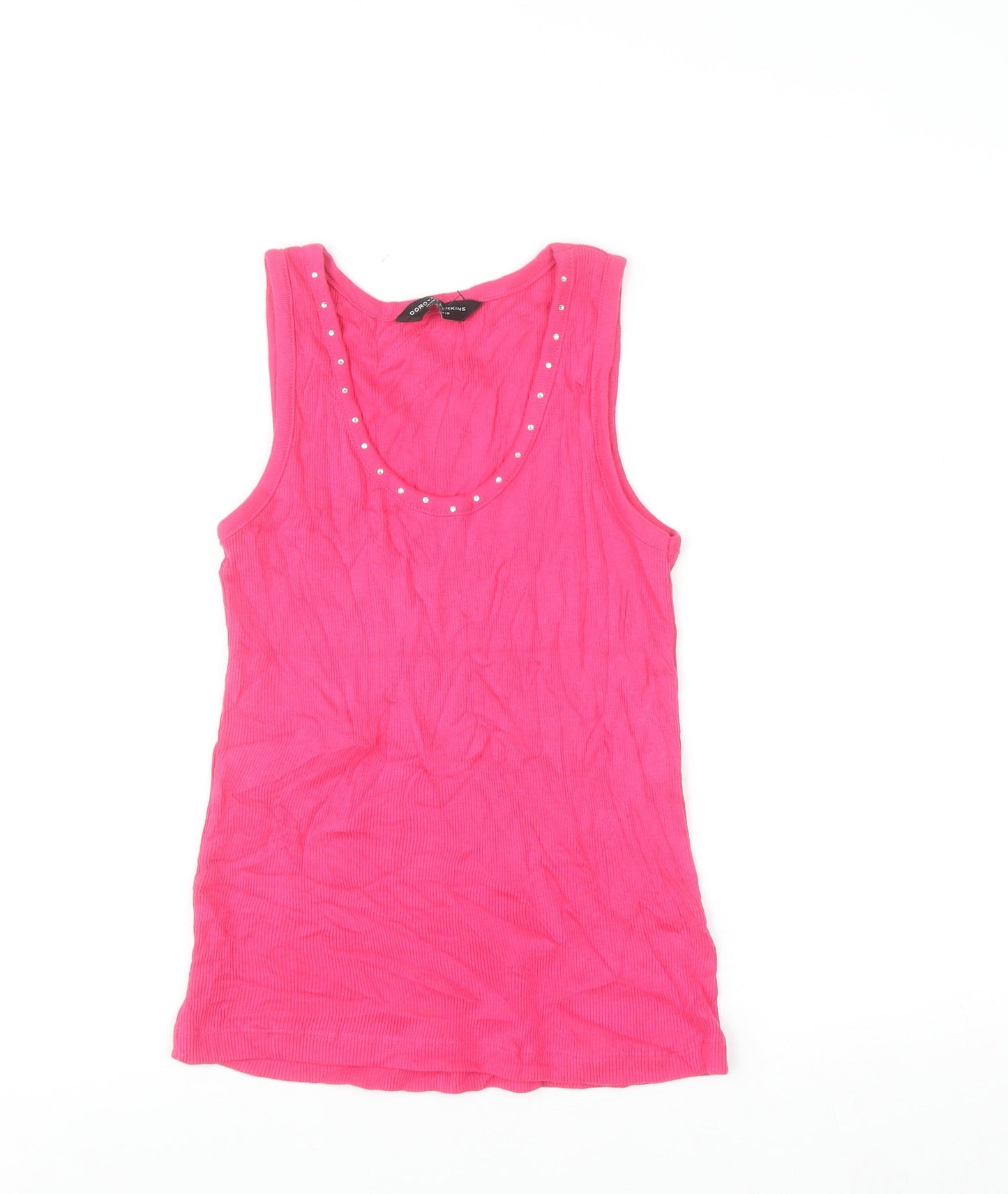 Dorothy Perkins Women's Pink Beaded Cotton Tank Top UK 10