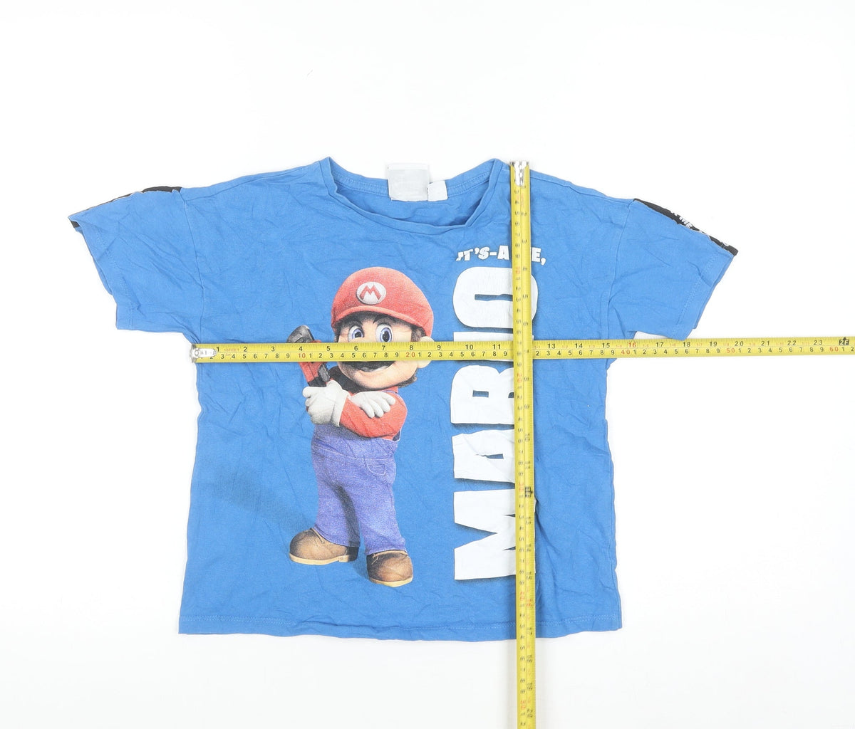 Nintendo Boys Blue Mario Graphic Short Sleeve Cotton T-Shirt 7-8 Years