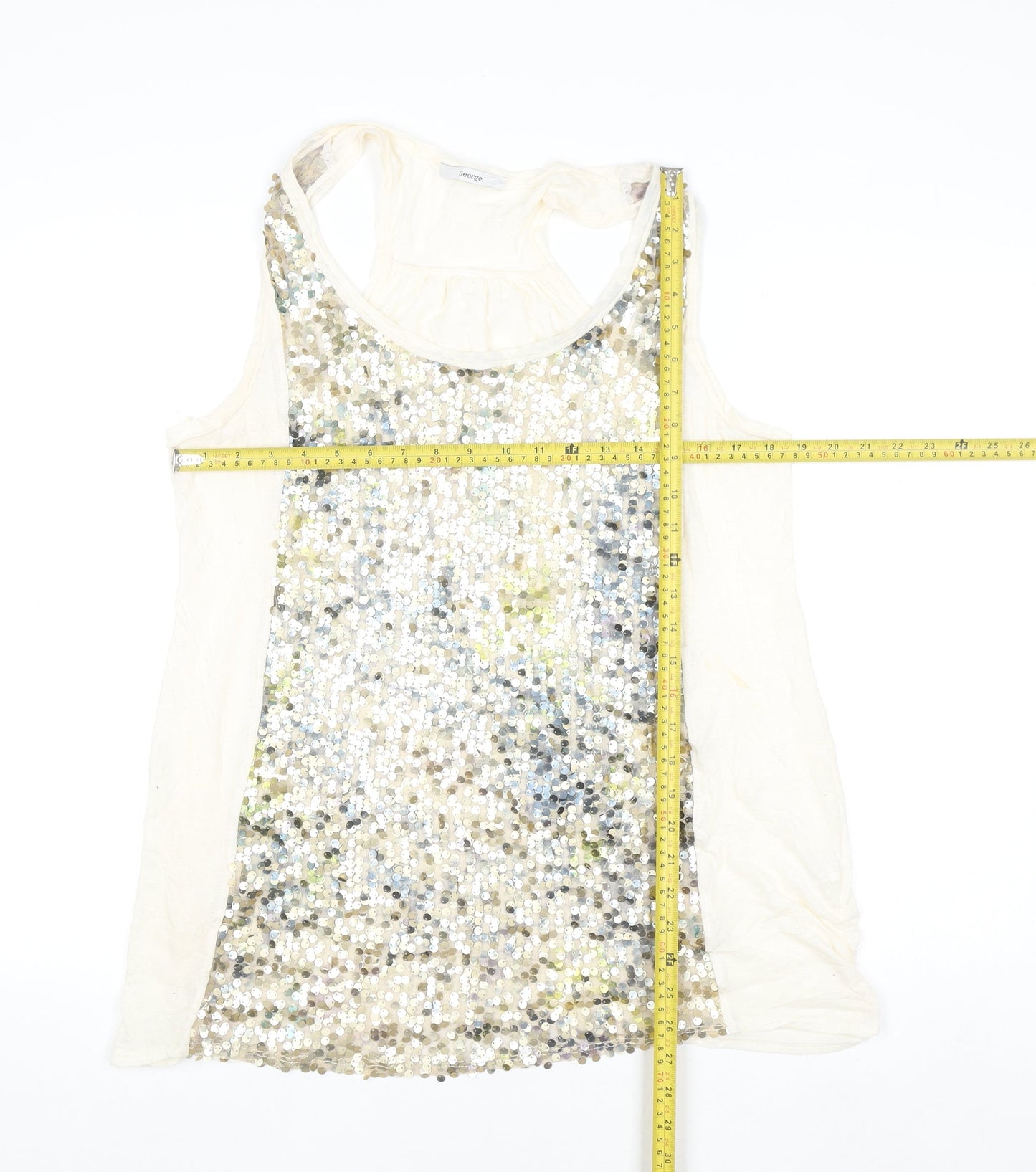 George Women's Ivory Sequin Tank Top Size 20 Camisole Style