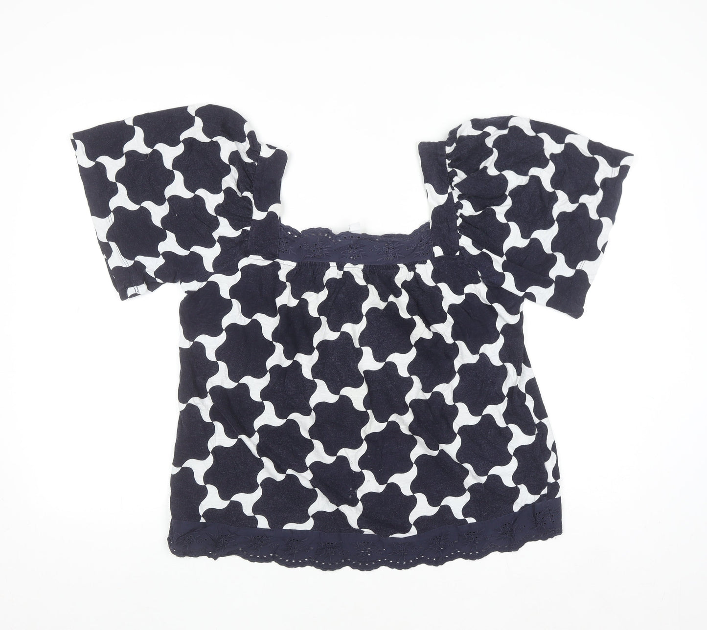 Next Women's Blue Geometric Cotton Tunic Blouse UK 14