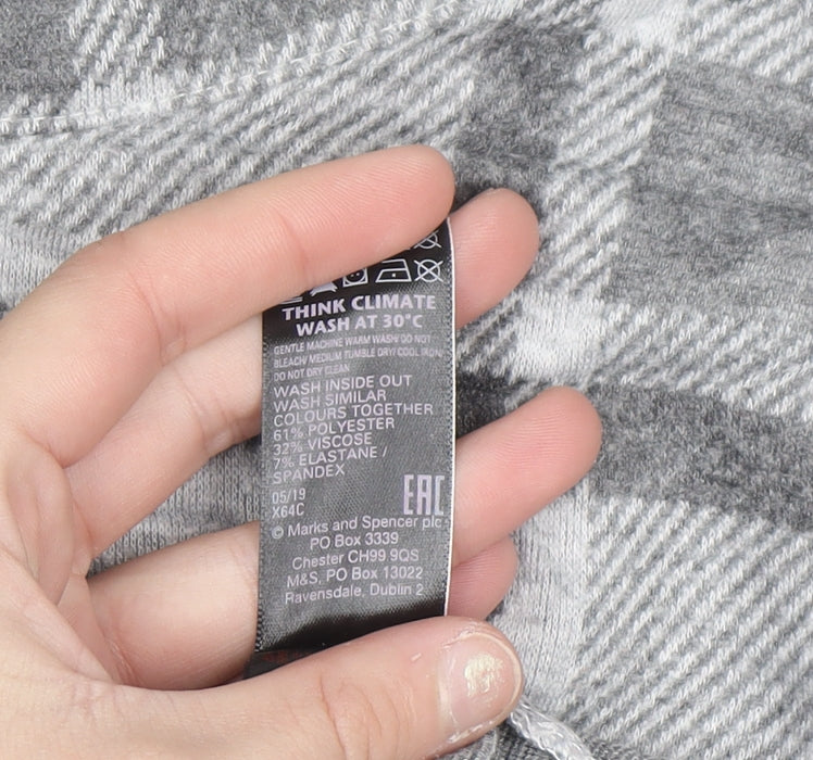 Marks and Spencer Women Grey Check Knit Pullover Jumper Size 16