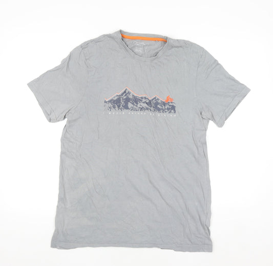 Mountain Warehouse Men’s Grey Crew Neck Graphic Hiking T-Shirt M